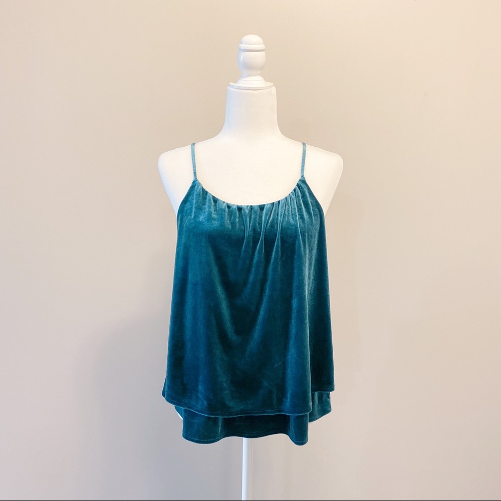 Old Navy Velvet Two Tiered Teal Tank Size M